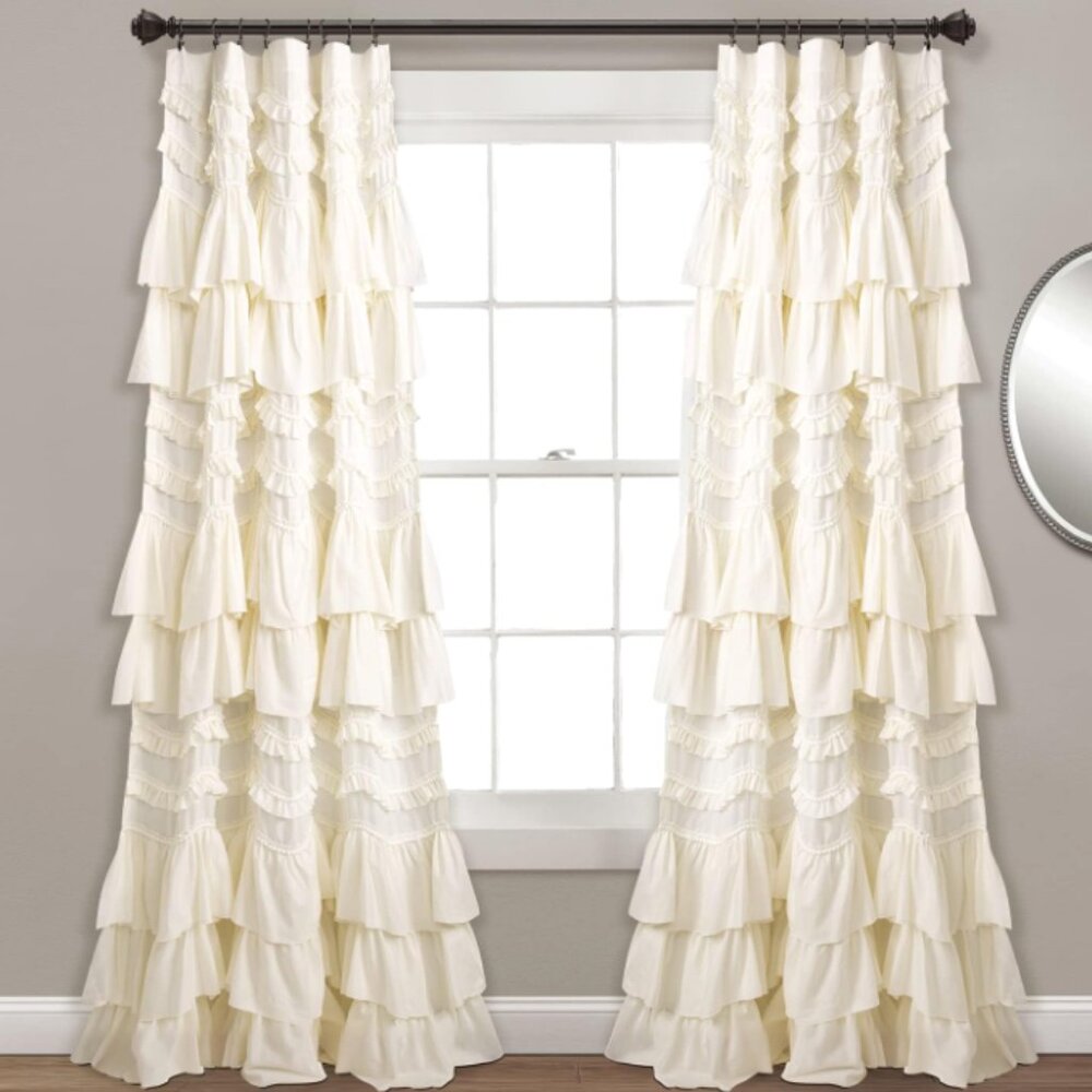 New Lush Decor Ivory Ruffle Window Panel, Curtain